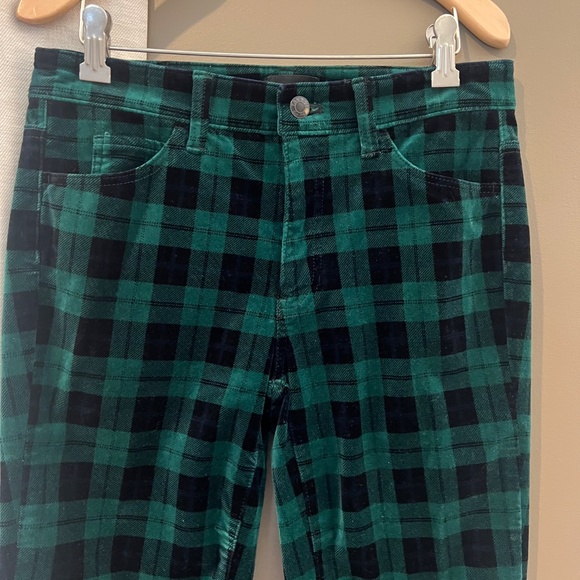 Talbots Women's Stretch Velveteen Straight Leg Holiday Plaid, Size 2P - Picture 1 of 13